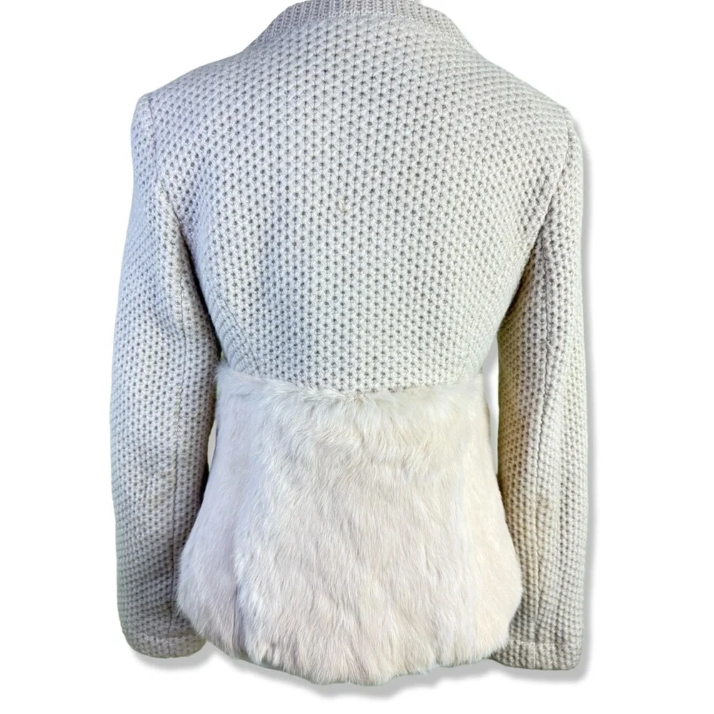 Nanette Lepore Elysian Cream Rabbit Fur Jacket Small